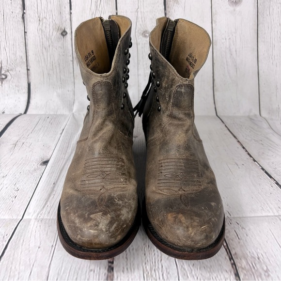 Shyanne Brown ANKLE LEATHER Western Studded Fringe Boots - Picture 4 of 7